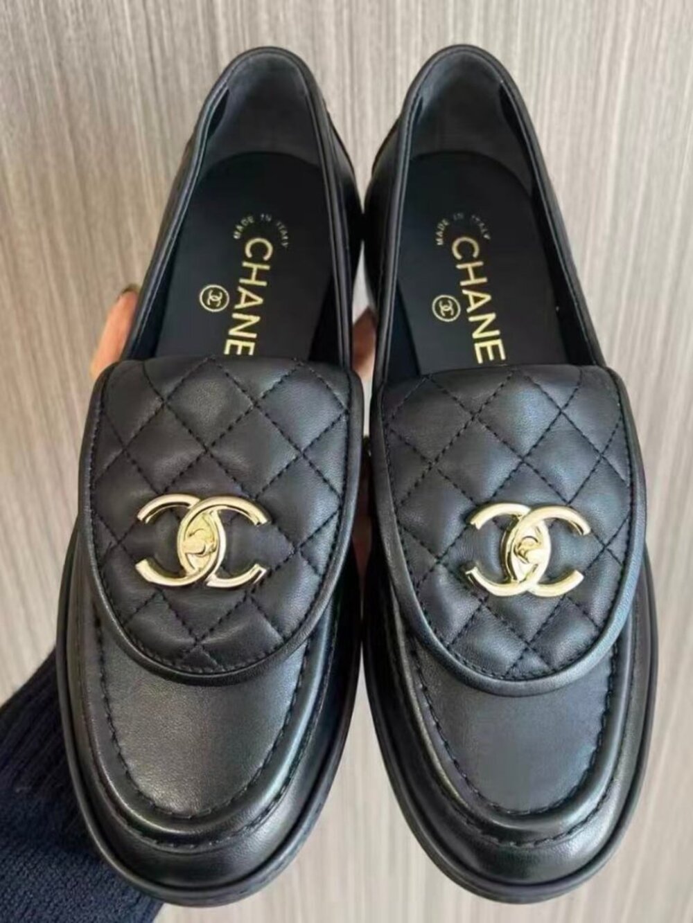 Chanel Black Quilted Lambskin Loafers Size 38